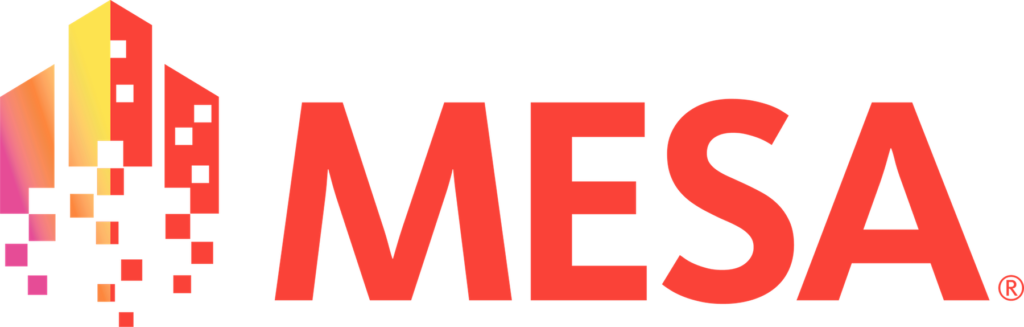 MESA Logo with rocket blasting off