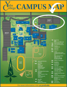 Map of Yuba College Campus with wifi hotspots