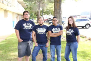 Four Yuba College Students in matching YC T-Shirts