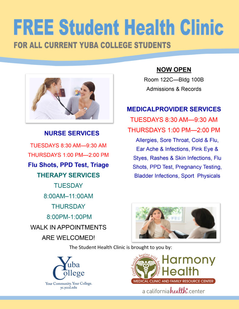 Yuba College Free Health Clinic Flyer May 18.pub Yuba College