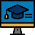 Icon of Computer Screen with Graduation Cap