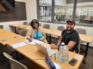 Yuba College students studying biology at the College Success Center.