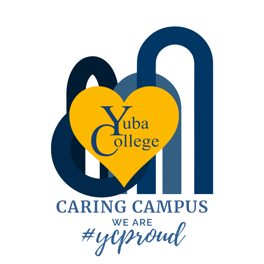 Blue Yuba College arches with yellow heart