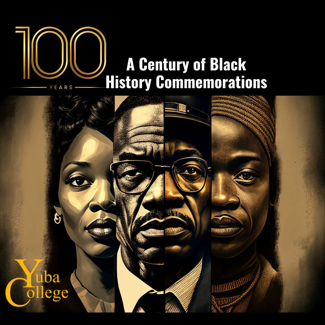 poster for black history month commemorating with collage of historical portraits